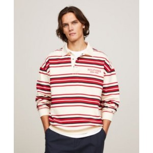 Mens Monotype Logo Striped Long Sleeve Rugby Shirt