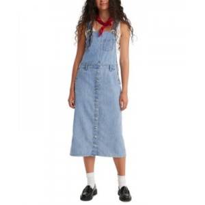Womens Tico Cotton Button-Front Overalls Dress
