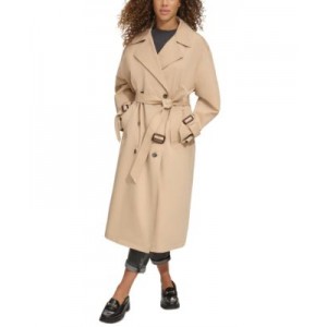 Womens Classic Relaxed Fit Belted Trench Coat