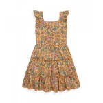 Toddler and Little Girls Floral Ruffled Cotton Jersey Dress