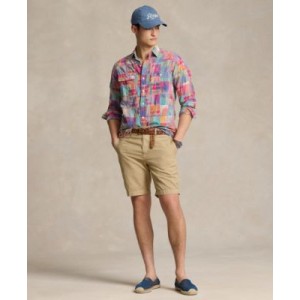 Mens 8.5-Inch Classic-Fit Linen-Cotton Shorts