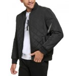 Mens Quilted Baseball Jacket with Rib-Knit Trim