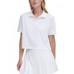 Womens Tech Pique Short-Sleeve Cropped Polo Shirt