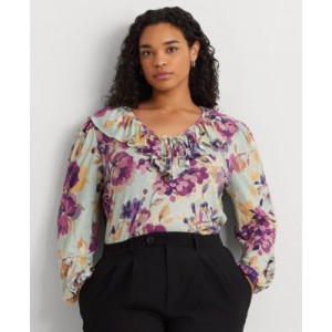 Plus Size Ruffled Floral Top