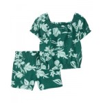 Toddler Girls Floral Cotton Top and Shorts 2 Piece Set
