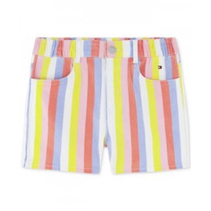 Little Girls Striped Denim Shorts