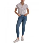 Womens Cropped Relaxed-Fit Polo
