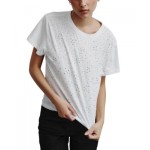 Womens Scattered-Dome-Studs Boxy T-Shirt
