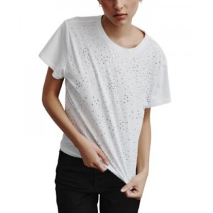 Womens Scattered-Dome-Studs Boxy T-Shirt