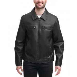 Mens Faux Leather Zip-Front Jacket
