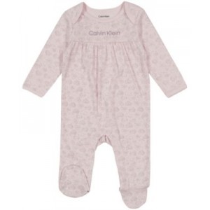Baby Girls Heart Stamp Print Long Sleeve Footed Coverall One Piece