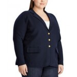 Womens Plus Size Combed Cotton Single-Breasted Blazer