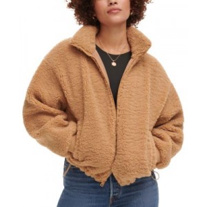 Womens Sherpa Stand Collar Zip Up Jacket