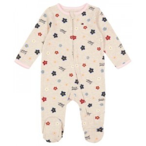 Baby Girls One-Piece Floral Logo Footed Coverall