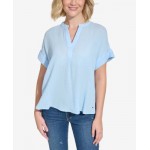 Womens Cotton Gauze Solid Popover Top