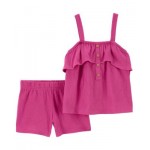 Toddler Girls Crinkle Jersey Tank Top and Shorts 2 Piece Set