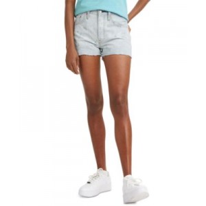 Womens 501 Button Fly Cotton High-Rise Denim Shorts
