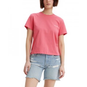 Womens Classic-Fit Crewneck Cotton Logo T-Shirt