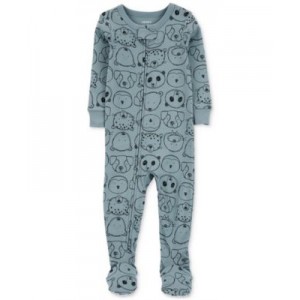 Toddler Boys Cotton Animals-Print 100% Snug Fit One-Piece Footed Pajamas