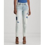 Womens Patched Tapered Jeans