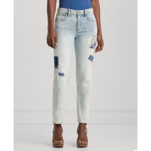 Womens Patched Tapered Jeans