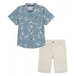 Toddler Boy Plaid Poplin Button-Front Shirt Twill Shorts Set