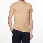 Tommy Hilfiger Mens Stretch Slim Fit T-Shirt - Beige