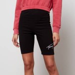 Tommy Jeans Womens Tjw Tommy Signature Cycle Shorts - Black