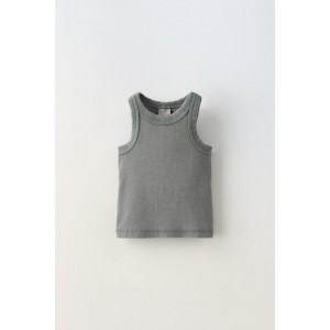 WASHED EFFECT RIBBED T-SHIRT