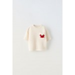 EMBROIDERED CROCKETED KNIT T-SHIRT