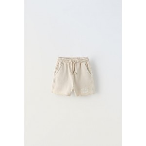 EMBROIDERED TEXT PLUSH SHORTS