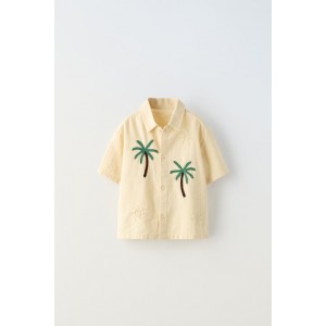 SUN AND PALM TREE EMBROIDERY SHIRT