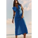 CREPE DRESS WITH NECKLINE APPLIQUEE