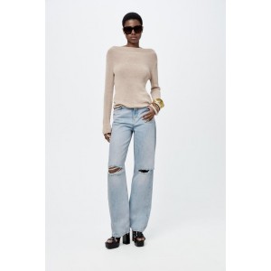ZW COLLECTION HIGH WAIST WIDE LEG RIPPED JEANS