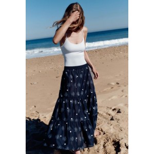 LONG EMBROIDERED MIRROR SKIRT