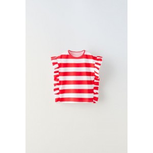 STRIPED T-SHIRT WITH RUFFLES