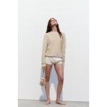 BASIC COTTON AND LINEN BLEND SWEATER