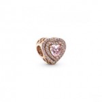 Sparkling Levelled Heart Charm - Pandora Rose
