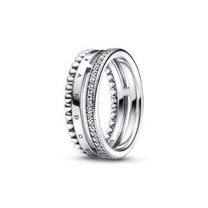 Pandora Signature Logo Pave & Beads Ring * RETIRED * FINAL SALE *