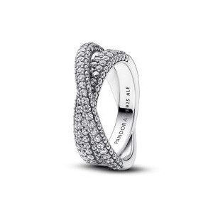 Pave Crossover Dual Band Ring