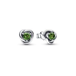 Spring Green Eternity Circle Stud Earrings - August