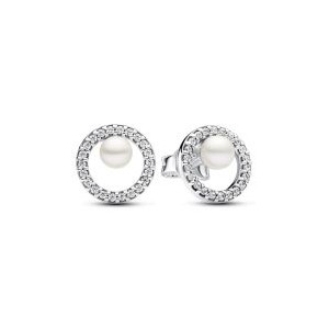 Treated Freshwater Cultured Pearl & Pave Halo Stud Earrings