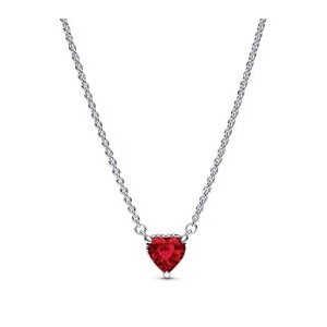 Sparkling Red Heart Halo Pendant Collier Necklace