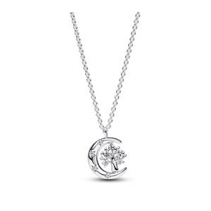 Moon & Spinning Tree of Life Pendant Necklace