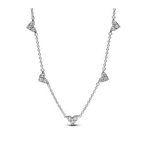 Triple Stone Heart Station Chain Necklace