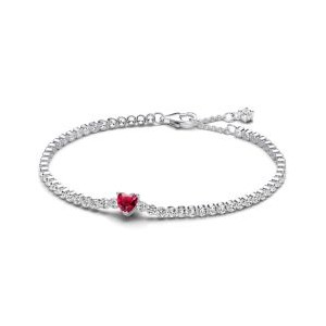 Red Sparkling Heart Tennis Bracelet