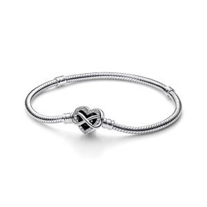 Sparkling Infinity Heart Clasp Snake Chain Bracelet