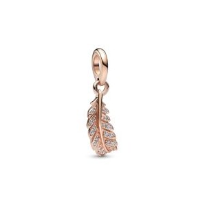Floating Curved Feather Dangle Charm - Pandora Rose