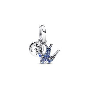 Sparkling Swallow & Quote Double Dangle Charm