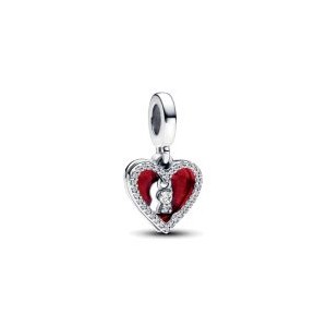 Red Heart & Keyhole Double Dangle Charm